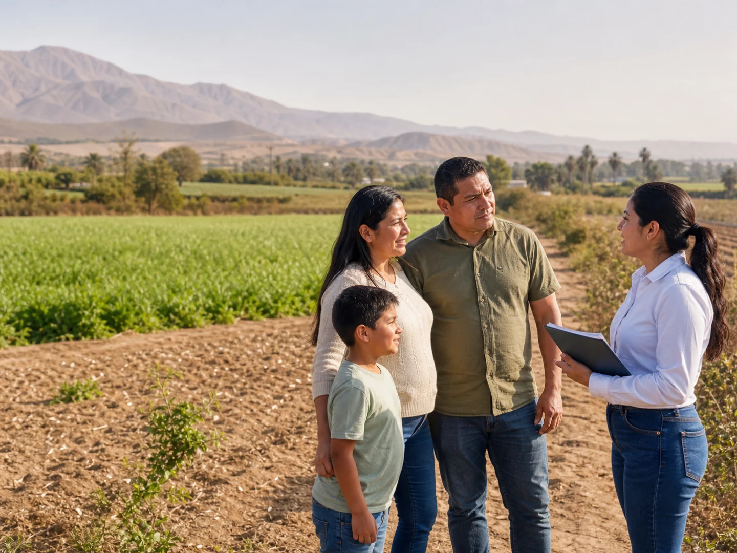 Familia recibiendo orientación del equipo de Concept Inmobiliaria
